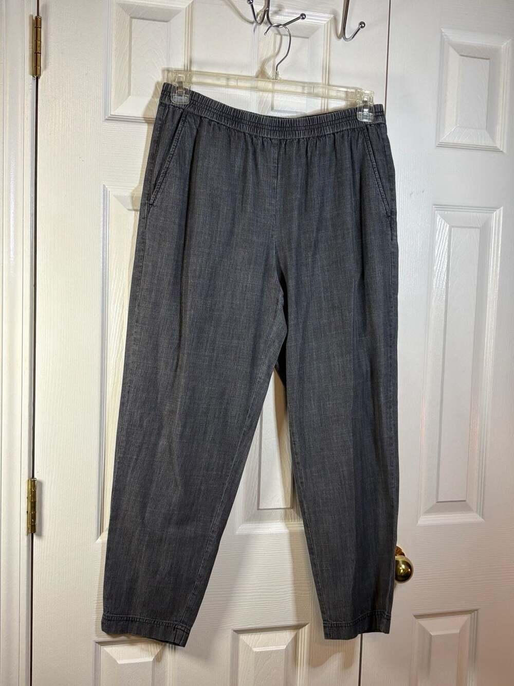 Eileen Fisher Tencel Lyocell & Organic Cotton Elastic Waist Ankle Pants #1348 - Picture 5 of 7